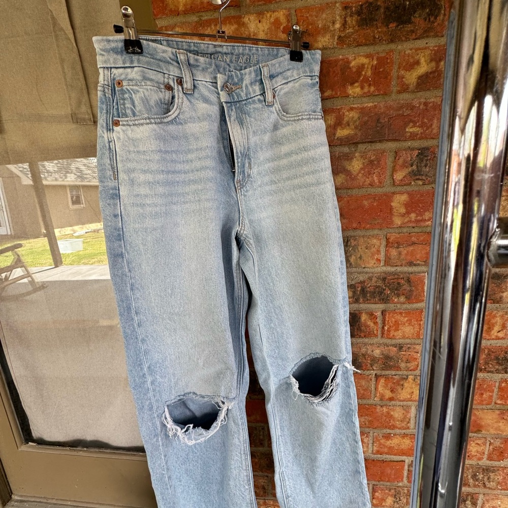 Distressed American Eagle Light Blue Jeans